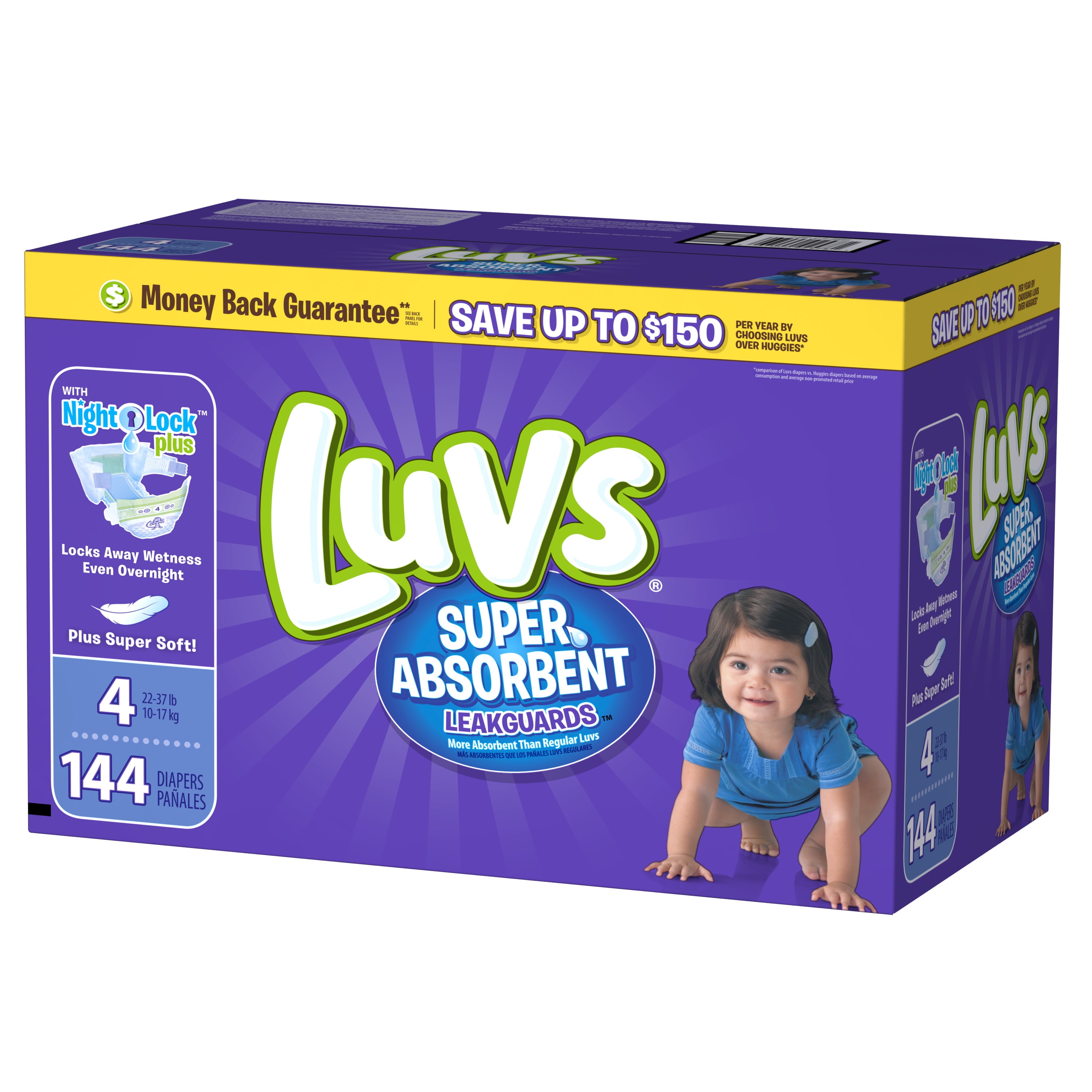 Luvs Super Absorbent Leakguards Newborn Diapers Size 4 144 count