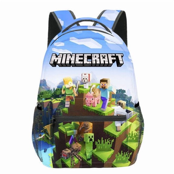 Minecraft printed backpack, waterproof, casual and lightweight, suitable for primary and secondary school students, 17-inch backpack