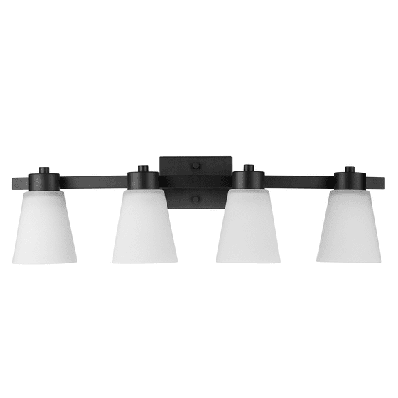 Prominence Home Fairendale 4-Light Matte Black Bathroom Vanity Light with Frosted Glass Shade