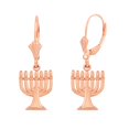 thumbnail image 1 of 14K ROSE GOLD ISRAEL JEWISH HANUKKAH MENORAH EARRING SET, 1 of 1