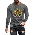 thumbnail image 3 of Jinhomg Mens Big and Tall T Shirts Novelty Funny Mardi Gras Mask Graphic Tees Lightweight Comfy Long Sleeve Crew Neck Tops Holiday Party Streetwear Winter Saving Dark Gray XXXXL, 3 of 6