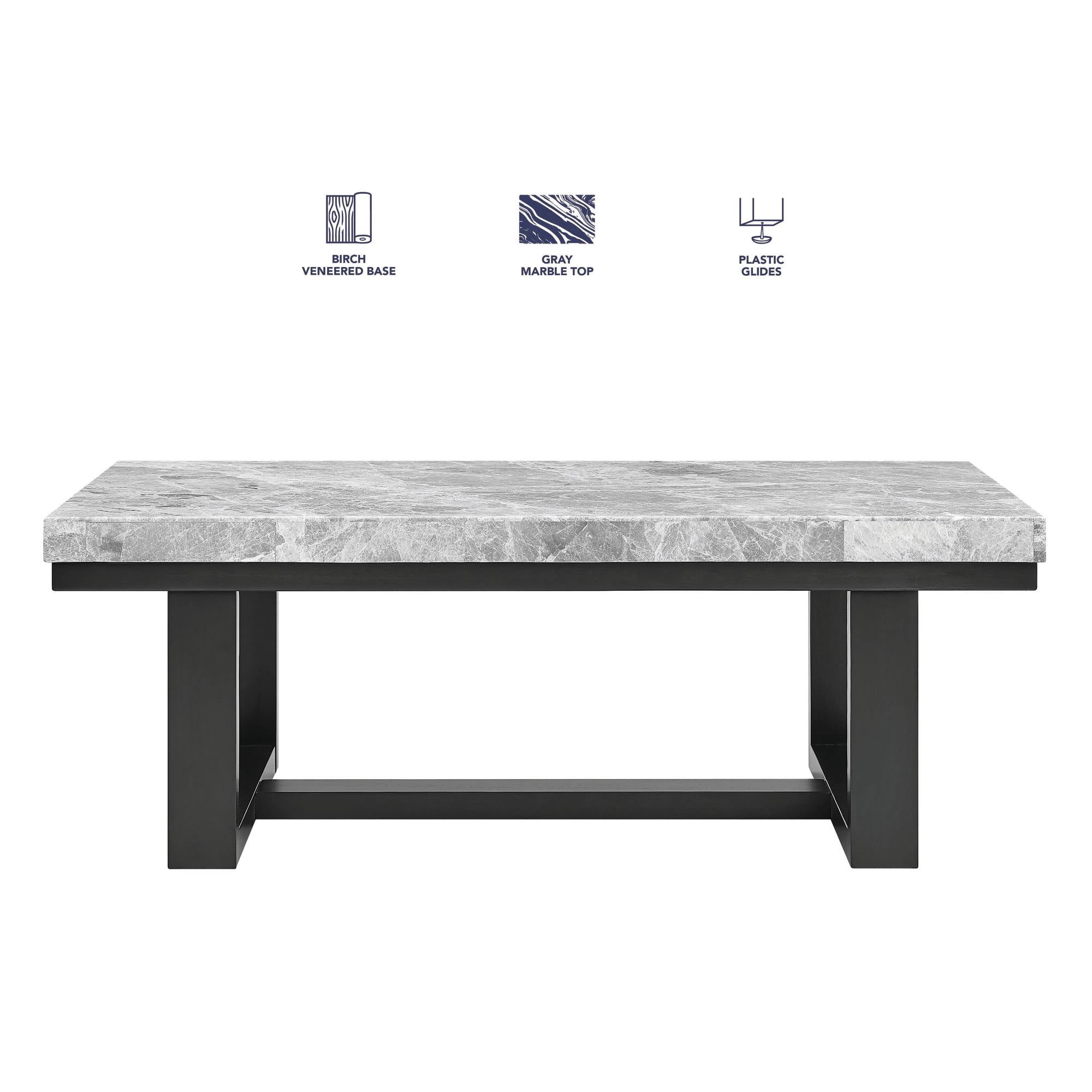 Steve Silver Lucca Gray Marble Top Rectangle Coffee Table