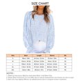 thumbnail image 2 of Camiseta de manga larga para mujer, cuello redondo, puños con volantes, blusas informales con estampado suelto para uso diario, azul M, 2 of 2