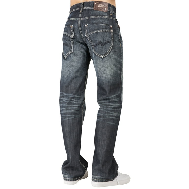 Level 7 Men's Relaxed Faded Black Jeans with Blizzard Wash Level 7 Men's Relaxed Faded Black Jeans with Blizzard Wash