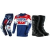 Oneal Element Warhawk Red/White/Blue Jersey Pant Boots Combo