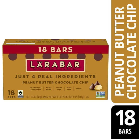 Larabar Peanut Butter Chocolate Chip, Gluten Free Fruit & Nut Bar, 18 Ct