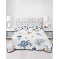 thumbnail image 3 of Blue Brown Coastal Full Size Down Alternative Comforter, Lightweight Comforter Quilt Bedding Set with Pillow Shams Nautical Summer Beach Sea Turtle All Seasons Bed Comforter Duvet Insert 78"x90", 3 of 7