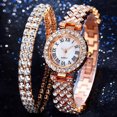 thumbnail image 1 of Reloj de mujer con patrón romano y diamantes, reloj de cuarzo, pulsera, reloj de mujer, 1 of 6