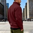 thumbnail image 4 of hoksml Men's Quarter Zip Pullover Sweatshirt Solid Stand Collar Kangaroo Pocket for Fall Winter Daily Casual Outdoor Comfort, 4 of 7