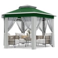 thumbnail image 1 of Gazebo Hexagonal Escamotable - Auvent Extérieur 13 X 13 Pi avec Hauteur Réglable (Vert/beige, Lot de 1), Imperméable et Résistant aux UV, Fenêtres en Maille et Sac de Transport pour Patio, Pelouse, Terrasse - Installation Rapide et Portable, 1 of 6