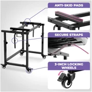 Liquid Stands 3 Tier Keyboard Stand w/ Wheels Music Studio Desk for 49-88 Key Pianos - Steel Rolling Home Recording Studio Workstation DJ Table