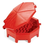 New Pig Poly Drum Funnel | Hinged Lid | For 55 Gal Tight-Head Steel & Poly Drums | 29" D x 11" H | Red | DRM672-RD