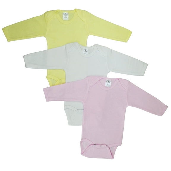Bambini Pastel Long Sleeve Bodysuits Bodysuits, 3pk (Baby Girls)