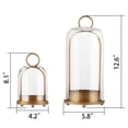 thumbnail image 3 of 5" & 4" Wide Versatile Metal Candle Holder with Handmade Sturdy Glass Dome in Brass for Pillar Candle & Plants, 5.8" xH12.6 4.2" xH8.1, Industrial, Farmhouse, Shabby Chic. (2, Brass, Large & Small), 3 of 7