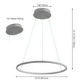 thumbnail image 5 of JONATHAN Y Brice 23.75" Modern Contemporary Metal Round Dimmable Integrated LED Pendant, Gray, 5 of 9
