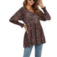 thumbnail image 4 of Camisetas elegantes con estampado Floral para mujer, ropa de calle de manga larga con cuello en V, Túnica informal, Jersey, blusa holgada, Tops de otoño 2022, 4 of 4
