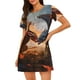 thumbnail image 1 of Fotbe Lava Dragon Bata de Dormir para Mujer con Estampado, Camisón de Algodón de Manga Corta, Ropa de Dormir Casual, 1 of 6