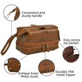 thumbnail image 3 of Neceser LEATHER VILLAGE de piel auténtica Dopp Kit Tan, 3 of 7