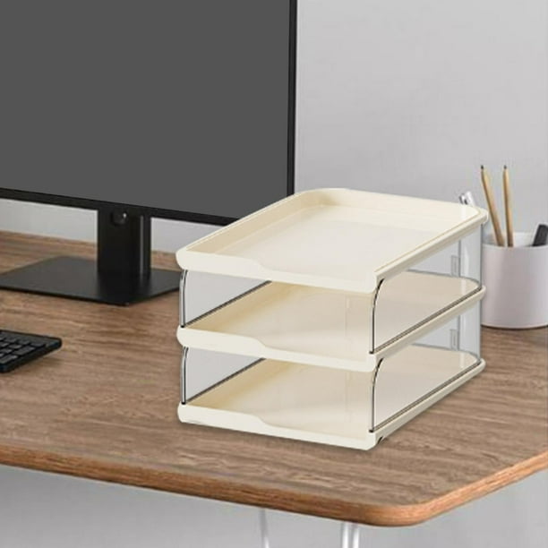 Organizador de archivos de escritorio para escritorio, organizador de diario, bandeja de papel multiusos, carta White 3 Tier