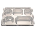 thumbnail image 1 of 1 Pce Assiette Compartimentée en Acier Inoxydable Rectangulaire à 5 Sections Plateau de Service pour Aliments, 1 of 8