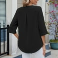 thumbnail image 7 of Chiffon Blouse With Mid Length Sleeves V Neck Pleated Ruffle Trim Loose Fit For Women Champagne Chiffon Blouse Womens Blouse with Vest Womens Blouses And Tops Dressy Short Sleeve Long Layering Shirts, 7 of 7
