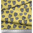 thumbnail image 2 of Soimoi Yellow Poly Georgette Fabric Life Begins After Coffee Text Printed Fabric 1 Yard 52 Inch Wide, 2 of 5