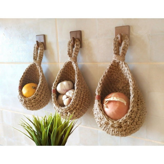 Cestas de frutas y verduras para colgar en la pared, duraderas, elegantes y que ahorran espacio
