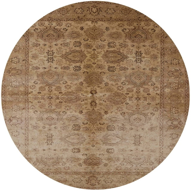 Ahgly Company Machine Washable Indoor Round Industrial Modern Light Brown Area Rugs, 8' Round