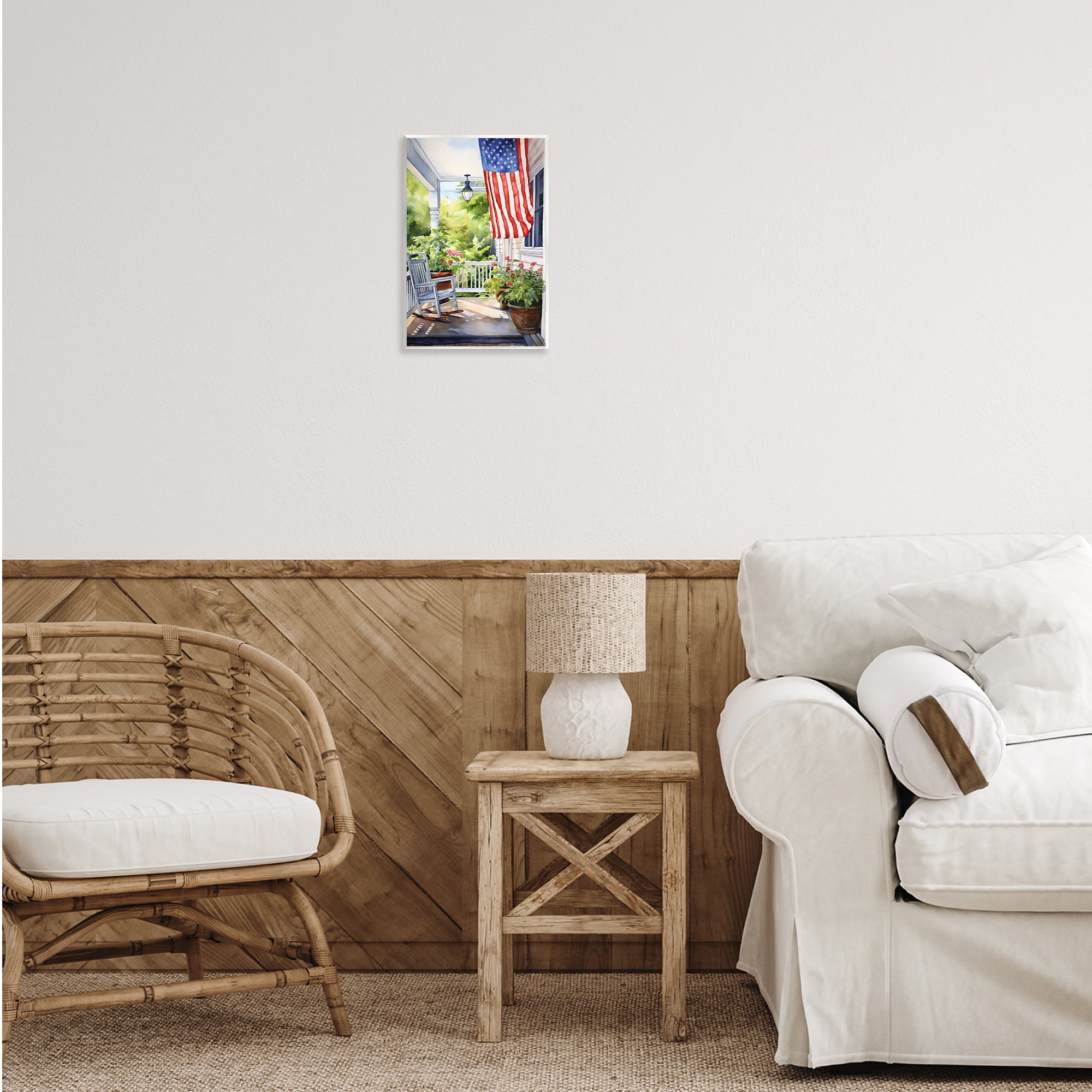 Stupell Industries Patriotic Summer Porch Scenery Painting Unframed Art Print Wall Art, 10 x 15