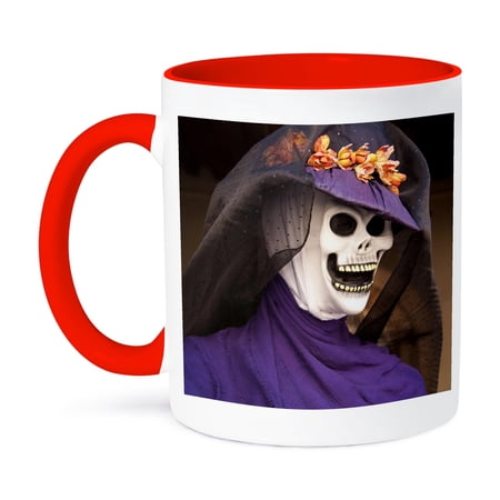 Mexico, Oaxaca, Day Of The Dead Skeleton - Sa13 Jme0360 - John And Lisa Merrill, 11oz Two-Tone Red Mug