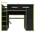 thumbnail image 2 of Mirightone Gaming Loft Bed with Desk ,Wardrobe, Ample Storage Space, and RGB LED Light, Full Size Wood Loft Bed Frame with Storage Shelve for Boys Girls Teens.(Green), 2 of 7