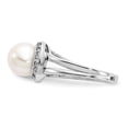 thumbnail image 3 of Solid 14k White Gold 7.5mm Freshwater Cultured Pearl VS Diamond Ring Band Size 8 (.088 cttw.), 3 of 6