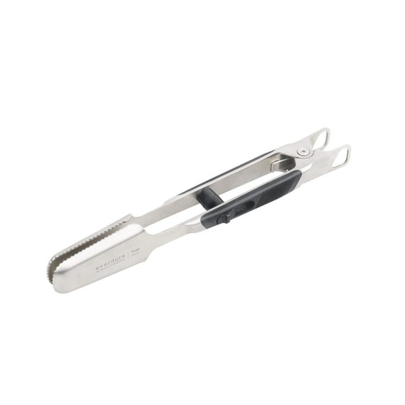 Everdure by Heston Blumenthal Premium Medium Grilling Tongs: Brushed Stainless Steel with Soft Grip Handle, Sturdy Tongs for Cooking, Great for Grilling Large Cuts of Meat, Bottle Opener and Hang Zone