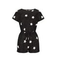 thumbnail image 4 of Summer Short Jumpsuits for Women Short Sleeve Off Shoulder Trendy Print Loose Elastic Waist Pockets Shorts Rompers, 4 of 7
