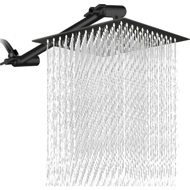 Cabeza de Ducha de Lluvia de Alta Presión, Regadera Cuadrado de Acero Inoxidable con 27 cm Brazo de Ducha Ajustable