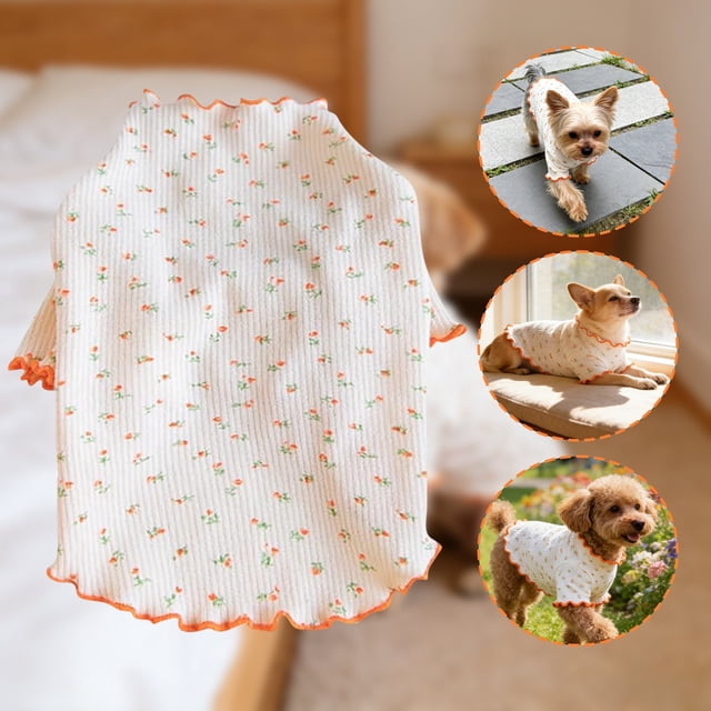 BotaniNest Suitable For Small And Medium Sized Dogs Featuring Cat And Prints Shirts Long Sleeved Ruffled Puppy And Pajamas.