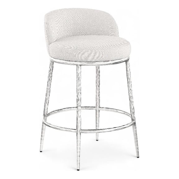 Meridian Furniture Ferro Cream Linen Textured Performance Fabric Counter Stool