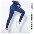 thumbnail image 3 of Pantalones de yoga deportivos de secado rápido, huecos, de punto sin costuras, con cintura alta y caderas ajustadas, 3 of 6