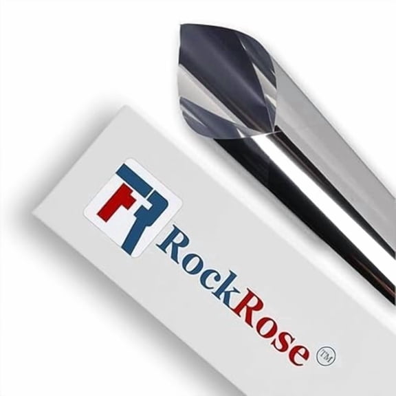 Rockrose Professional Window Tint for Home – One Way Privacy Window Film for Home Offices Heat Blocker Reflective Adhesive Mirror Tint with 99% UV Block – Silver 24in x 100FT