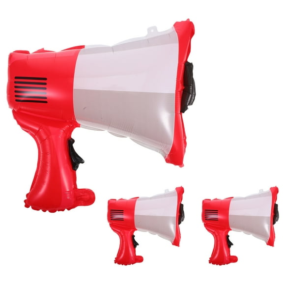 KONTONTY Bullhorn Megaphone Balloons Red Aluminum Film 3Pcs