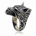 thumbnail image 5 of Mens Vintage Alloy Animal Ring: Giant Wolf Head Design Fashion Statement Ring for Men Antique Silver Finish, 5 of 6