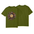thumbnail image 2 of NAMTYQX Womens T Shirts Stretch Patterns Casual Print Short Sleeve Round Neck Airoft Plus Size Loose Fitting Womens Summer Tops Gold Size 2XL, 2 of 3