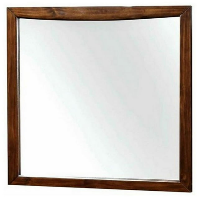 Benjara Mirror with Rectangular Wooden Frame, Cherry Brown