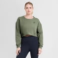 thumbnail image 4 of Women's Fanatics Olive Houston Astros Studio Cropped Pullover Sweatshirt, 4 of 5