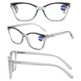 thumbnail image 3 of KOOSUFA Cat Eye Blue Light Blocking Reading Glasses +2.0 Spring Hinge Transparent Frame Womens Computer Readers Eyeglasses Transparent Grey, 3 of 7