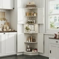 thumbnail image 4 of Vabches Farmhouse 64.8" Tall Corner Cabinet with 4 Doors and 5 Storage Shelves, Corner Storage Cabinet for Kitchen, Living Room, White, 4 of 9