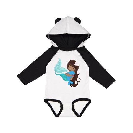 

Inktastic African American Mermaid With Brown Hair Dolphin Gift Baby Girl Long Sleeve Bodysuit