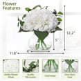 thumbnail image 2 of Senfot Hydrangea Artificial Flowers in Vase with Faux Water for Home Table Office Wedding Party Decor White, 2 of 6
