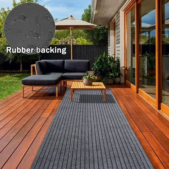 Petoto 3 x 10ft Commercial Rug, Non-Slip Entrance Doormat with Rubber Backing, Indoor Outdoor Runner Rug for Kitchen, Hallway Laundry Room, Gray