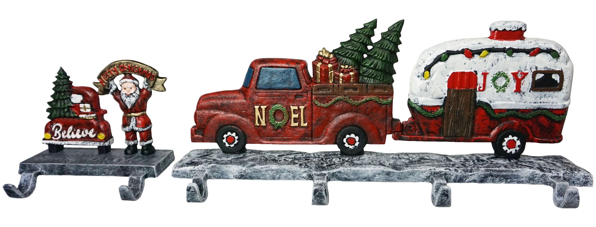Lulu Decor, Cast Iron Santa Truck & RV Stocking Holder, Perfect for
